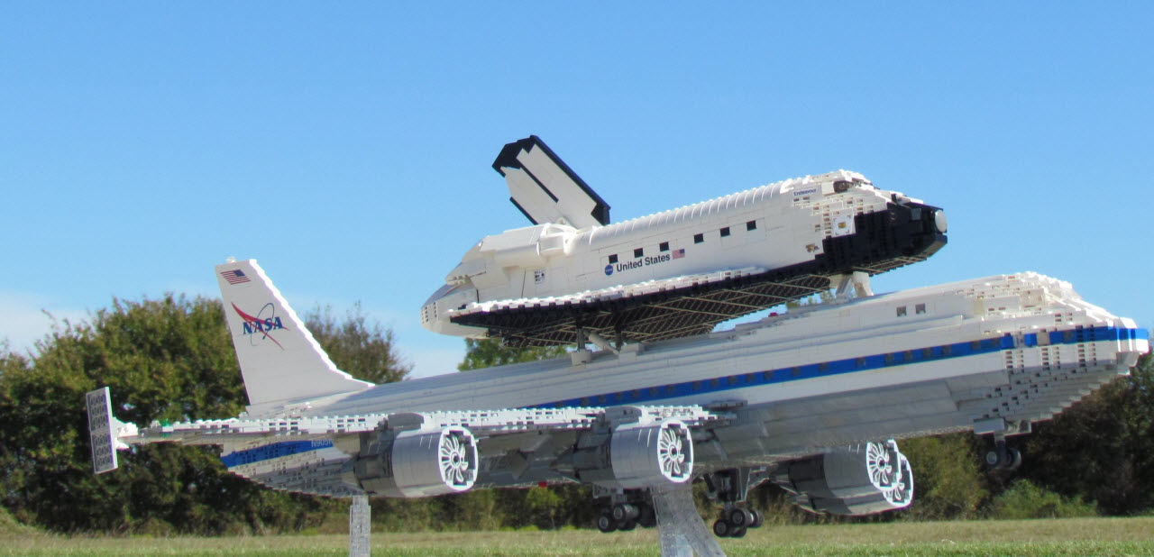 LEGO Space Shuttle Atop Transport Plane